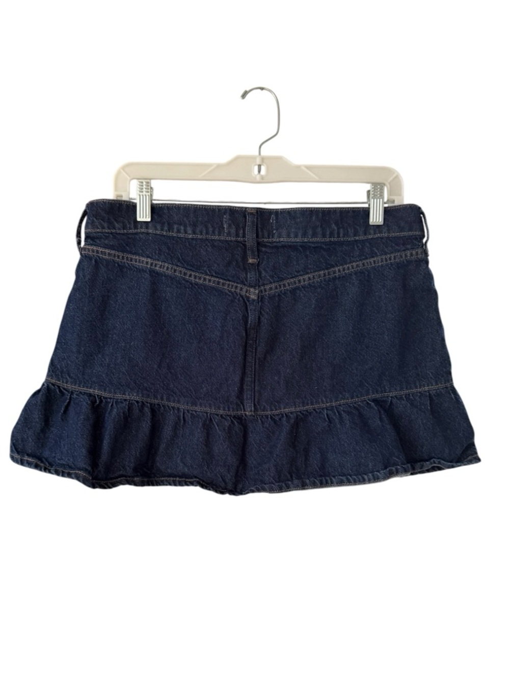 A & F Mid Rise Drop-waist Ruffle Denim Mini Skirt Blue Jean Size 29 Size 8 - Picture 7 of 11
